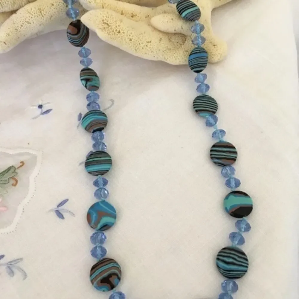 𝅺howlite blue gem stone necklace blue crystal necklace, blue turquoise necklace